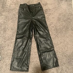 Petite Straight Leg Leather Pants